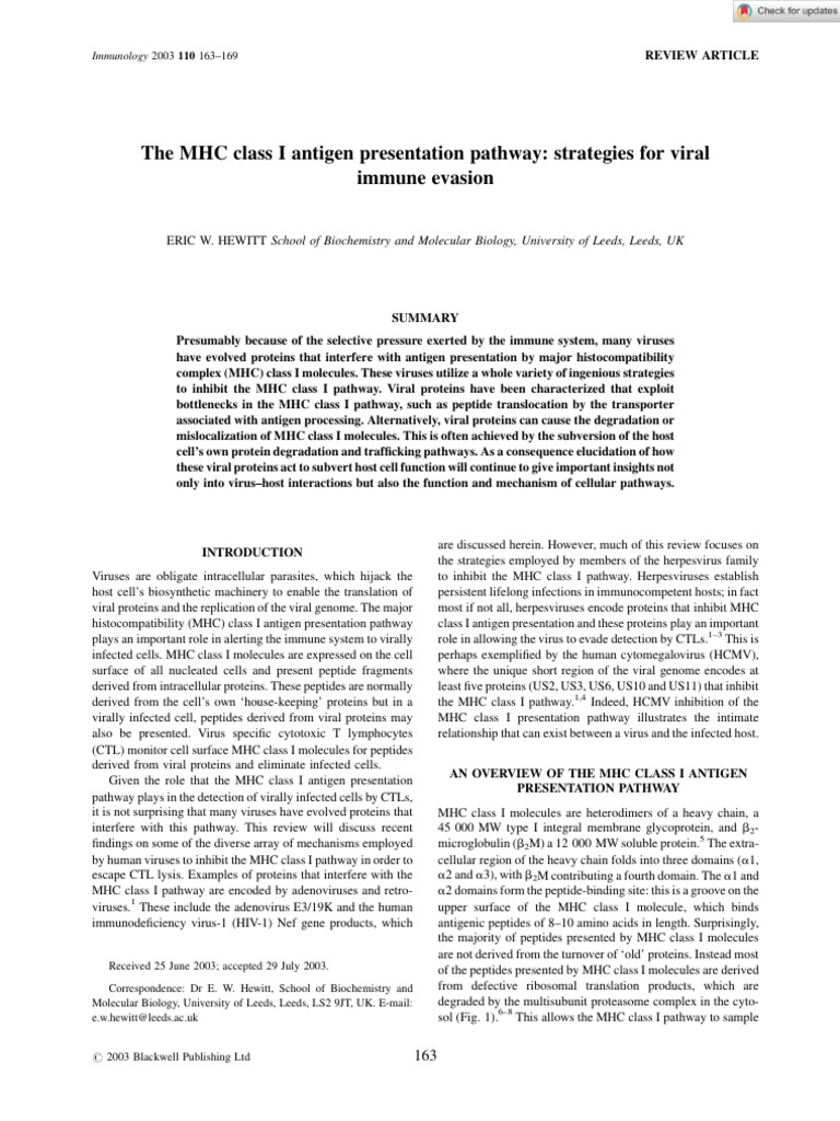 Immunology - 2003 - Hewitt - The MHC Class I Antigen Presentation ...