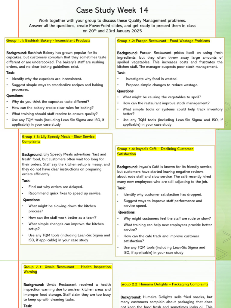 Quality Management Case Studies in Food Industry | PDF | Quality ...