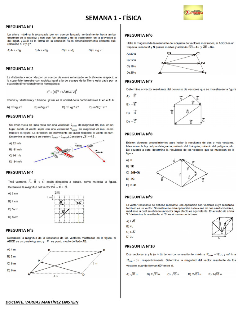 Preguntas de Física - Semana 1 | PDF