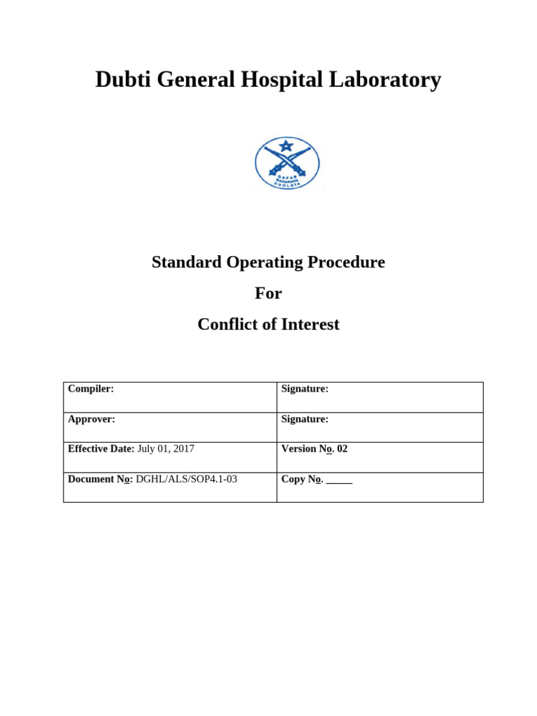 Conflict of Interest SOP for DGHL | PDF | Conflict Of Interest | Business