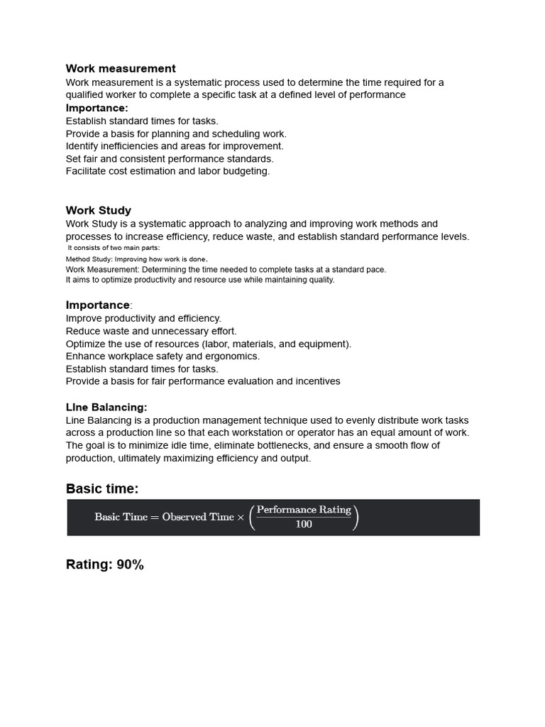 Understanding Basic Time in Work Measurement | PDF