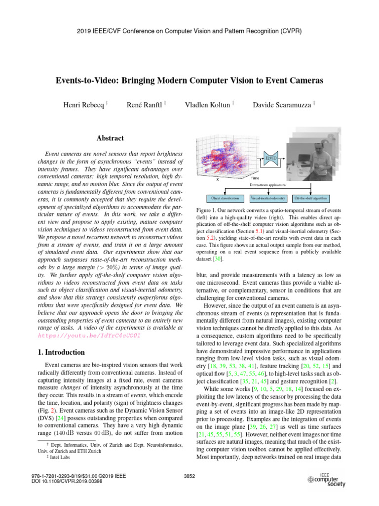 Events-To-Video Bringing Modern Computer Vision To Event Cameras | PDF ...