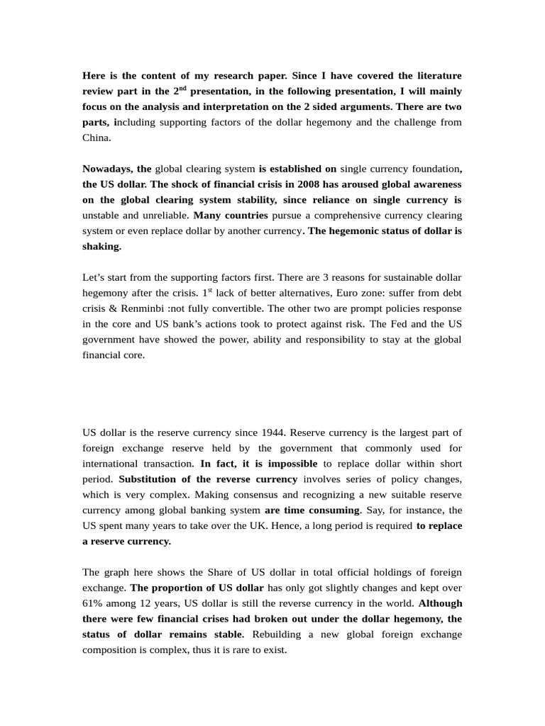 script for final presentation | PDF | Special Drawing Rights | Renminbi