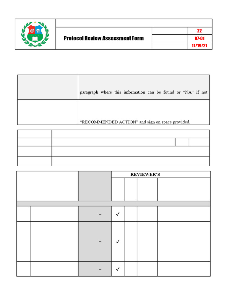 Research Ethics Protocol Assessment Form | PDF | Data | Risk