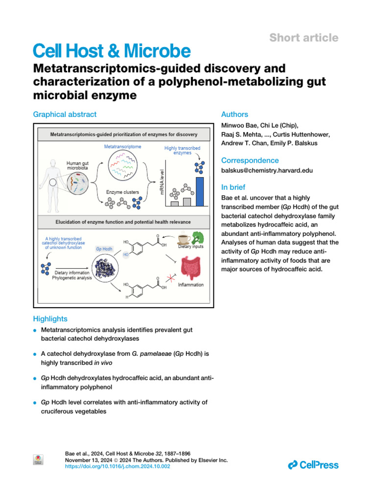 Metatranscriptomics Guided Discovery and Character | PDF | Polyphenol ...