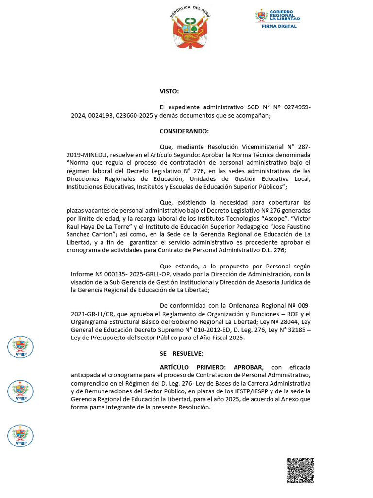 Resolucion Gerencial Regional 000786 2025 GRLL GGR GRE | PDF | Gobierno