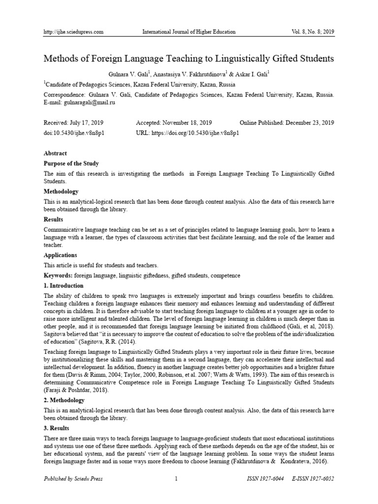 Methods of Foreign Language Teaching To Linguistic | PDF | Foreign ...
