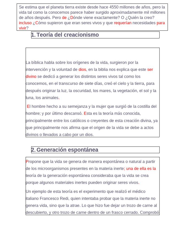 Teorías sobre el origen de la vida | PDF | Vida | Abiogénesis