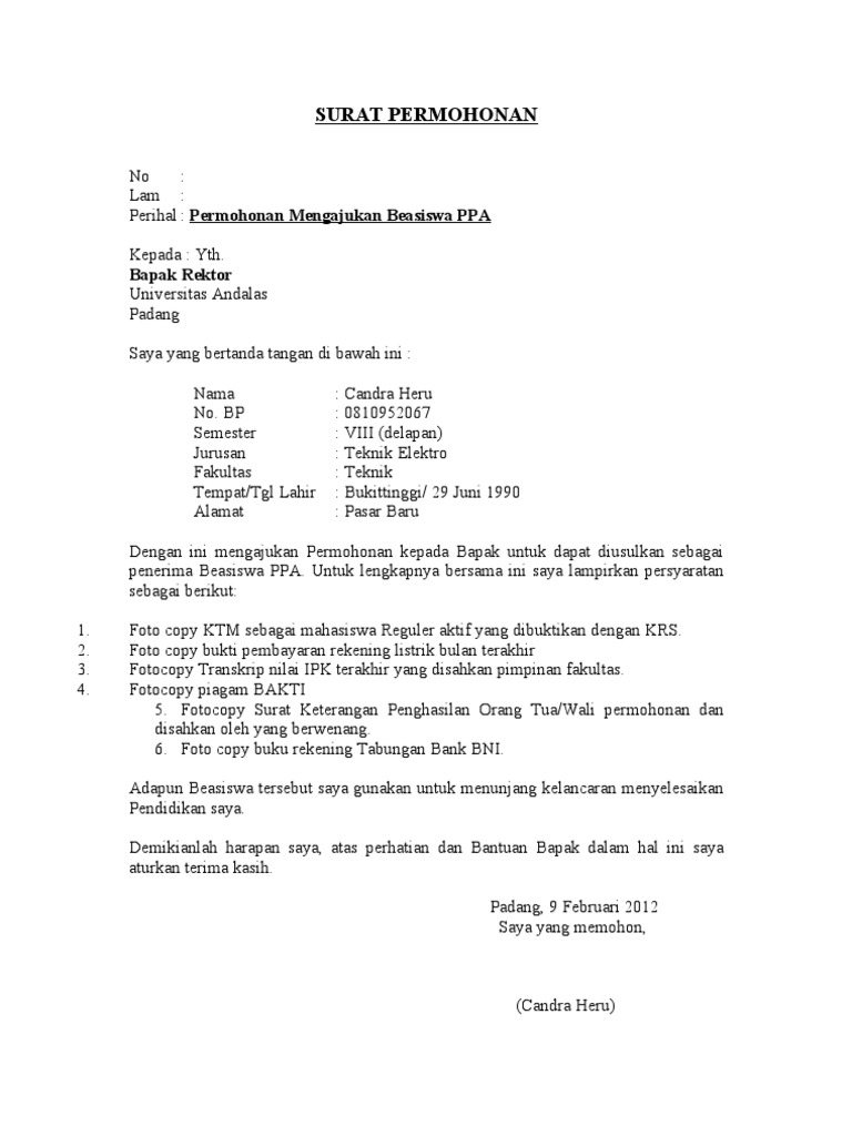 Surat Permohonan Rektor