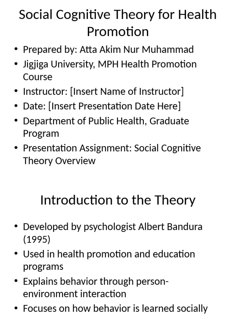 Social Cognitive Theory Presentation | PDF | Self Efficacy | Motivation