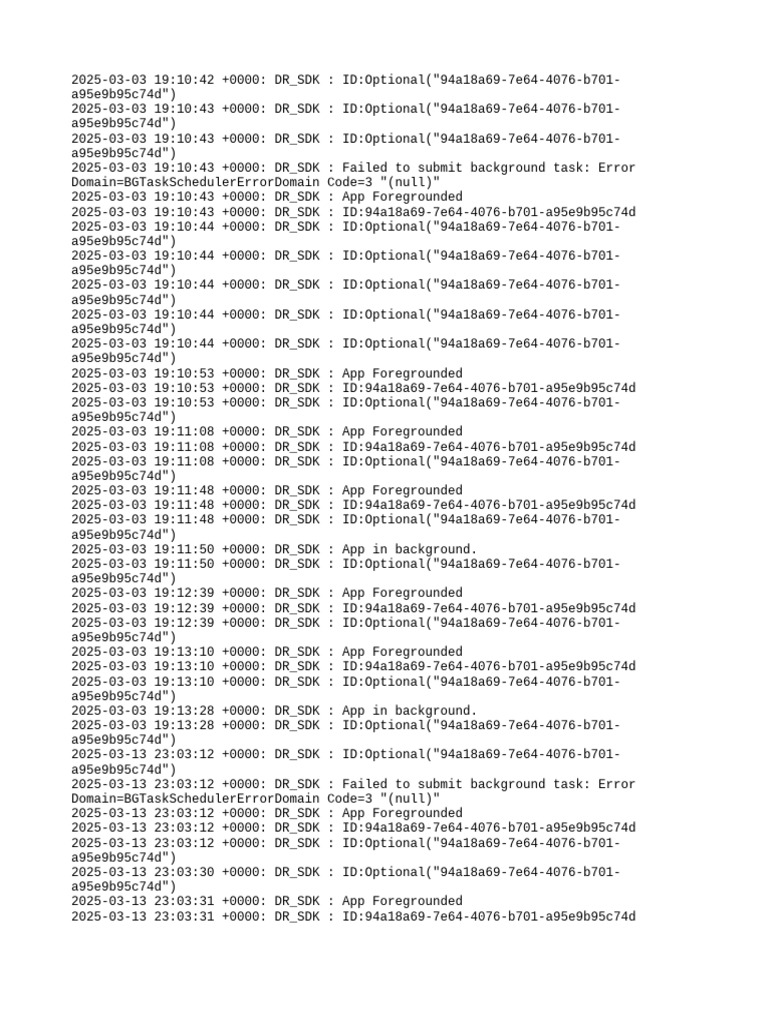 DR_SDK Background Task Errors Log | PDF