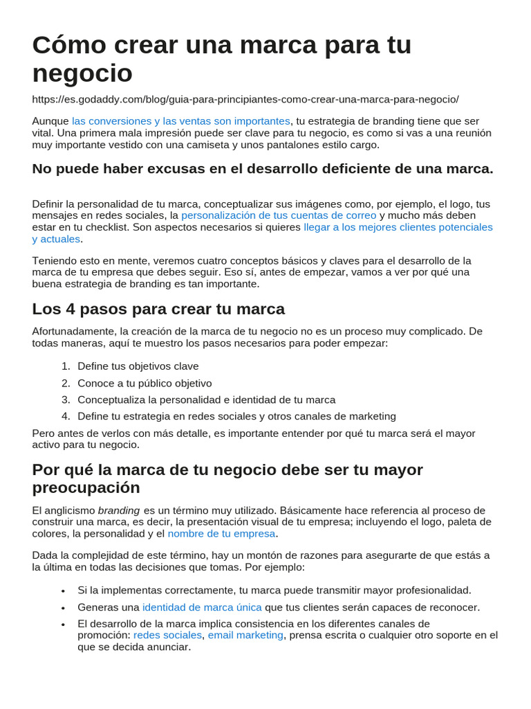 Cómo Crear Una Marca para Tu Negocio | PDF | Marca | Gestión de la marca
