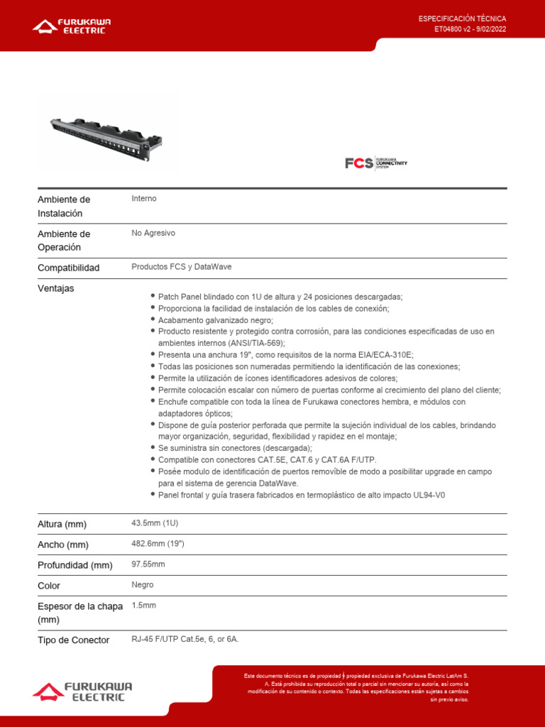 Conector RJ45 Furukawa 24P 1U | PDF | Conector eléctrico