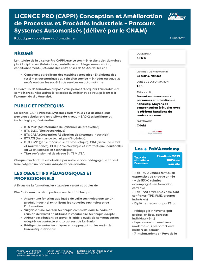 Licence Pro CAPPI : Conception Industrielle | PDF