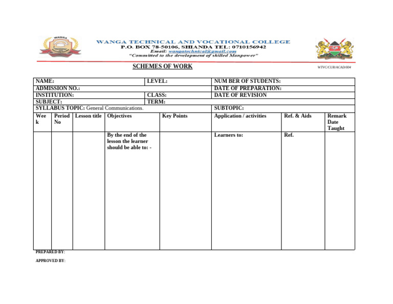 Online Scheme of Work Template | PDF
