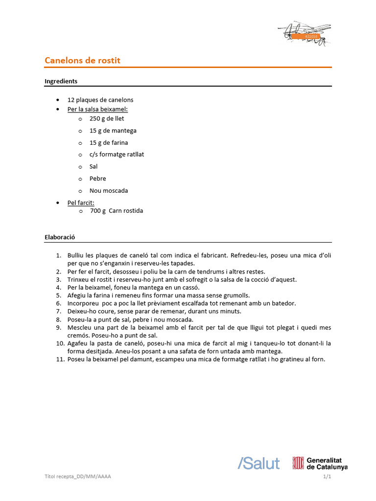 Canelons de Pollastre Rostit | PDF