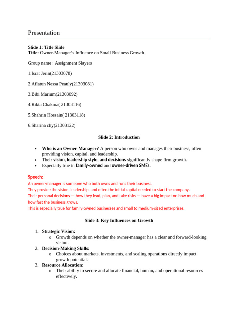 Owner-Manager Impact on Business Growth | PDF | Entrepreneurship ...
