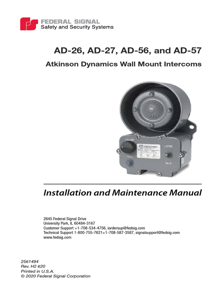 Atkinson Dynamics Intercom Manual | PDF | Microphone | Loudspeaker