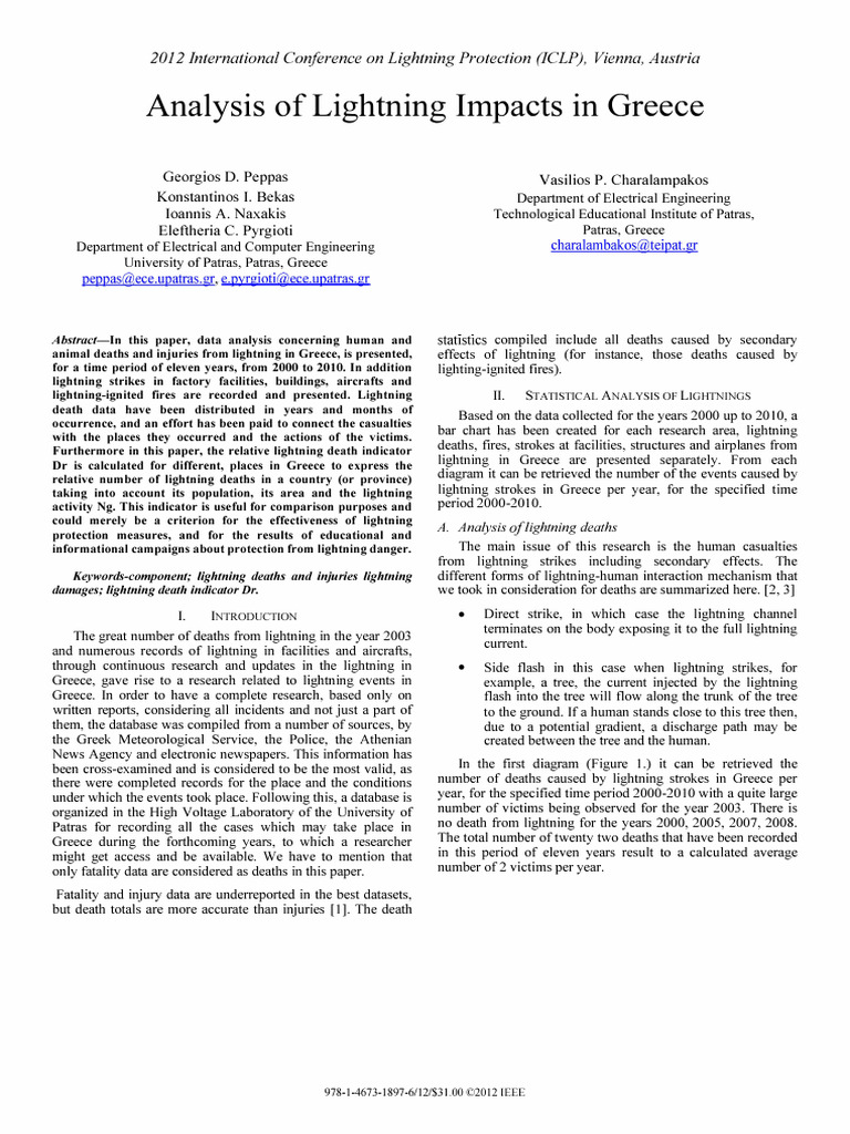 Lightning Deaths and Injuries in Greece | PDF | Lightning | Electricity