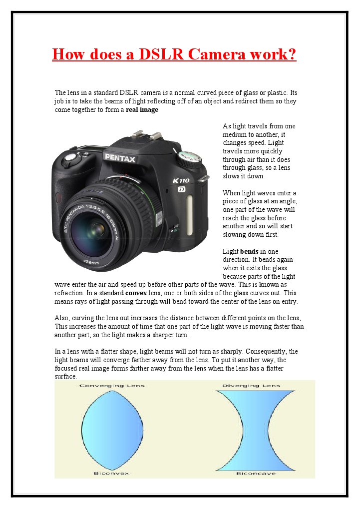 DSLR Camera | PDF | Lens (Optics) | Reflection (Physics)