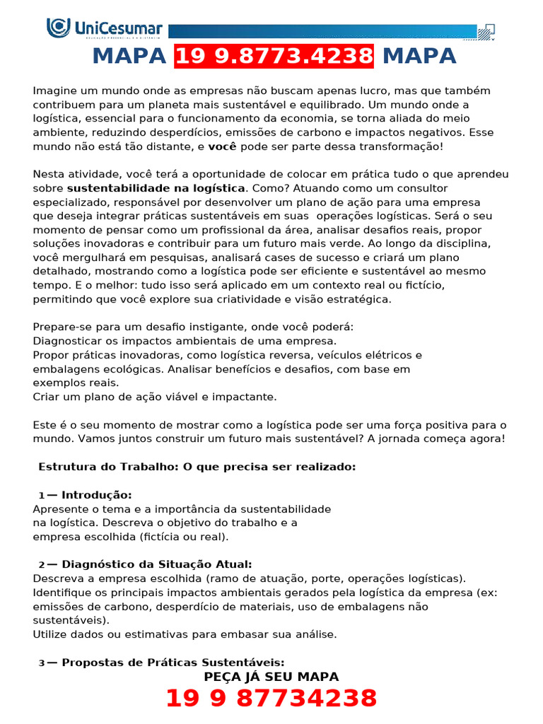 Mapa Mapa: Peça Já Seu Mapa | PDF | Sustentabilidade | Logística