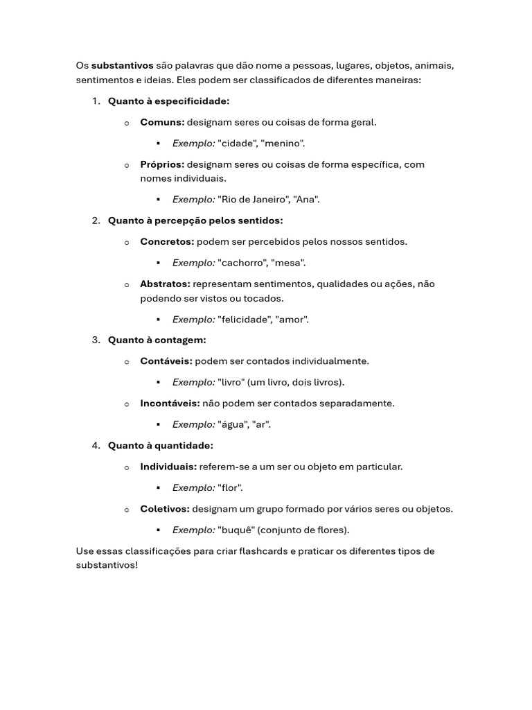 Classificação de Substantivos | PDF