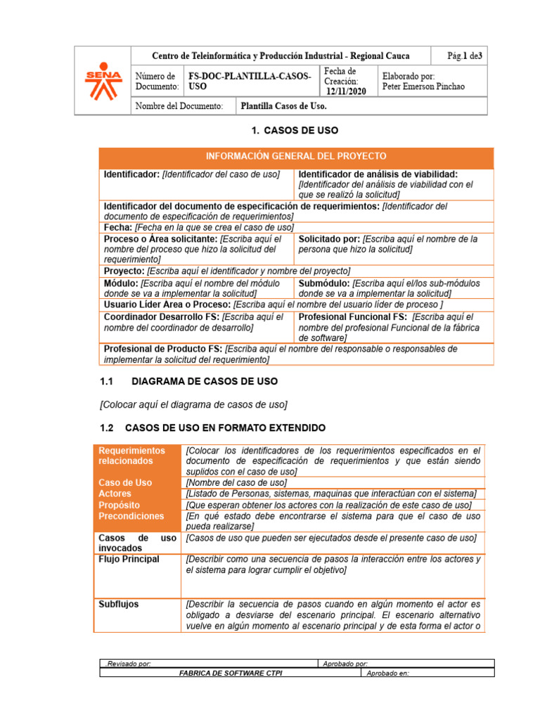 Plantilla de Casos de Uso para Proyectos | PDF | Caso de uso | Software