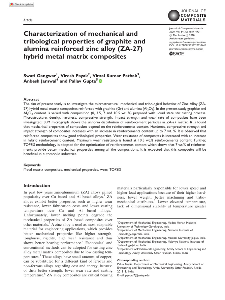 ZA-27 Hybrid Composites: Mechanical & Tribological Analysis | PDF ...