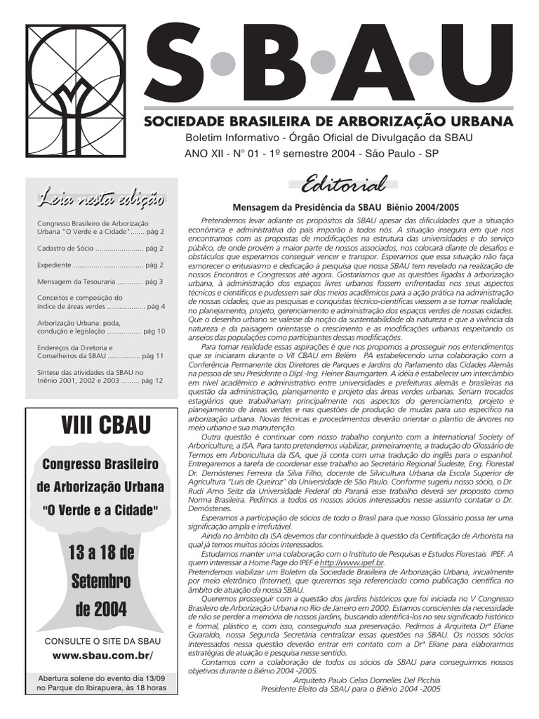 Boletim SBAU: Desafios e Projetos 2004 | PDF | Silvicultura ...