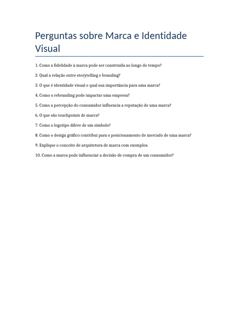Perguntas sobre Marca e Identidade Visual | PDF