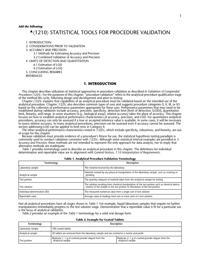 Statistical Tools for Procedure Validation | PDF | Statistics ...