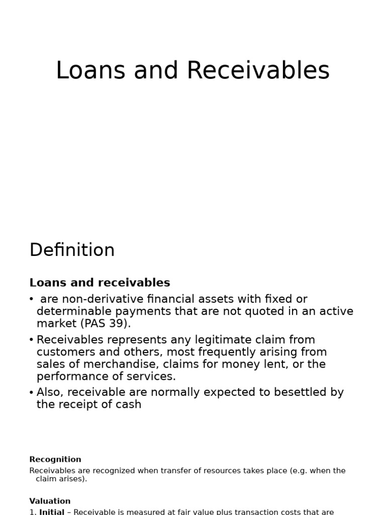 Lesson 8 - Loans and Recievables | PDF | Bad Debt | Financial Services