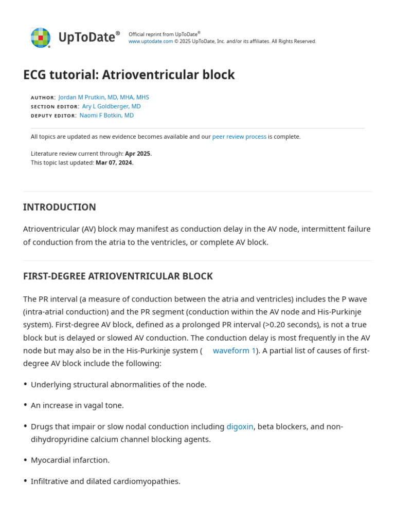 ECG tutorial_ Atrioventricular block - UpToDate | PDF ...