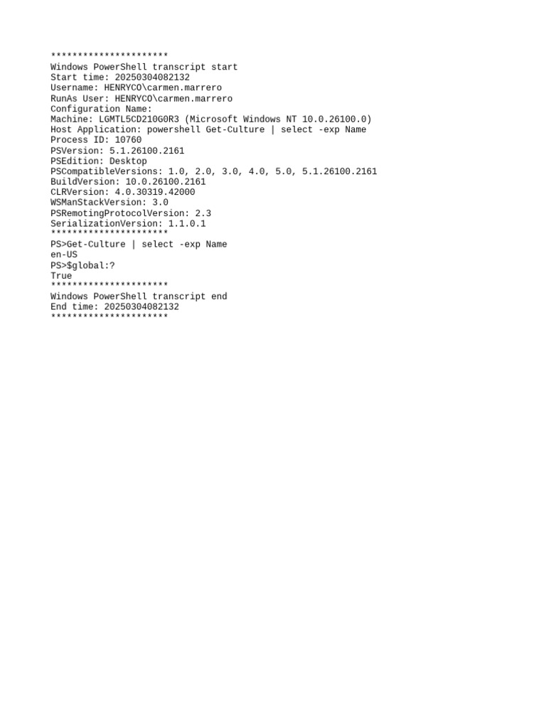 PowerShell Transcript: en-US Culture | PDF