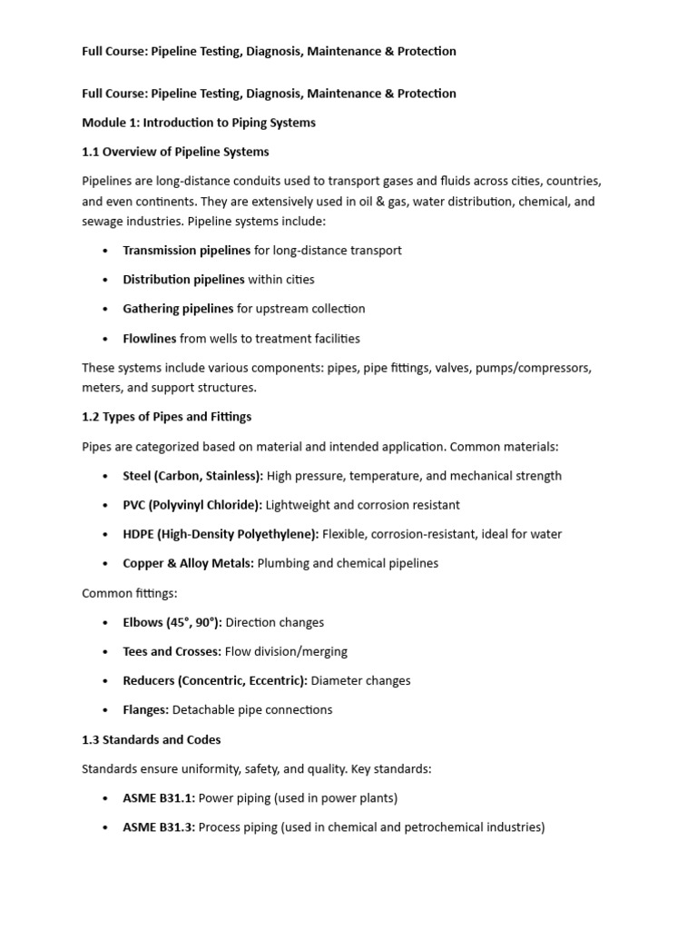 Pipeline Diagnostics and Testing Guide | PDF | Pipe (Fluid Conveyance ...