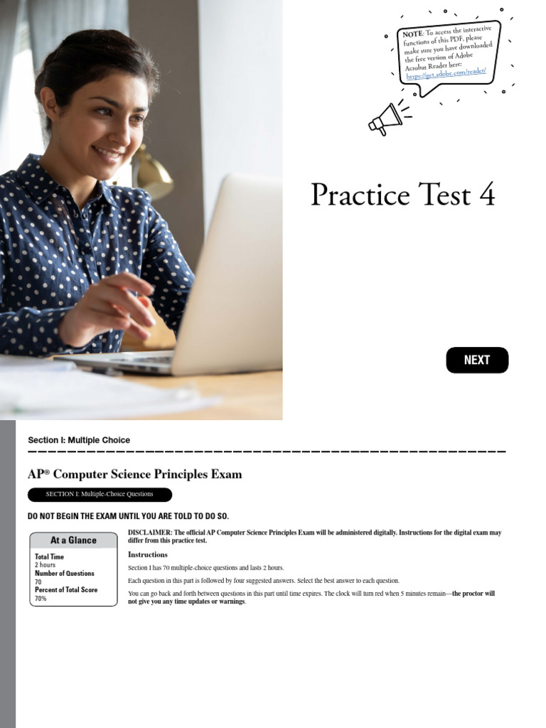 AP Computer Science Practice Test 4 | PDF | Password | Multiple Choice