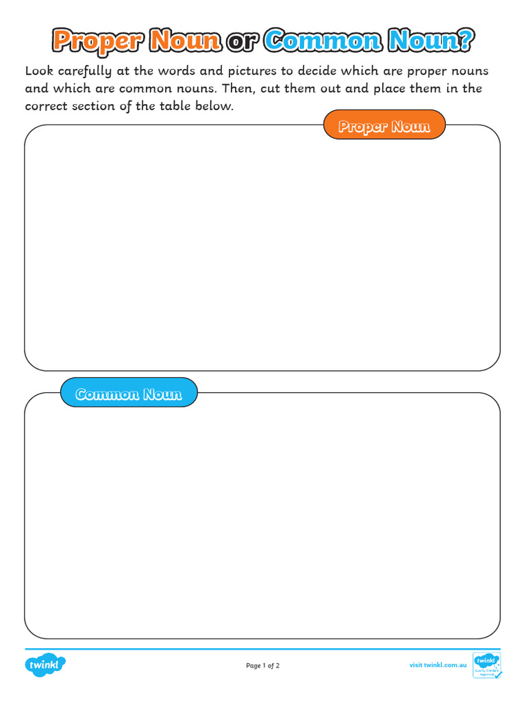 Au L 1678246421 Proper Noun or Common Noun Worksheet - Ver - 1 | PDF