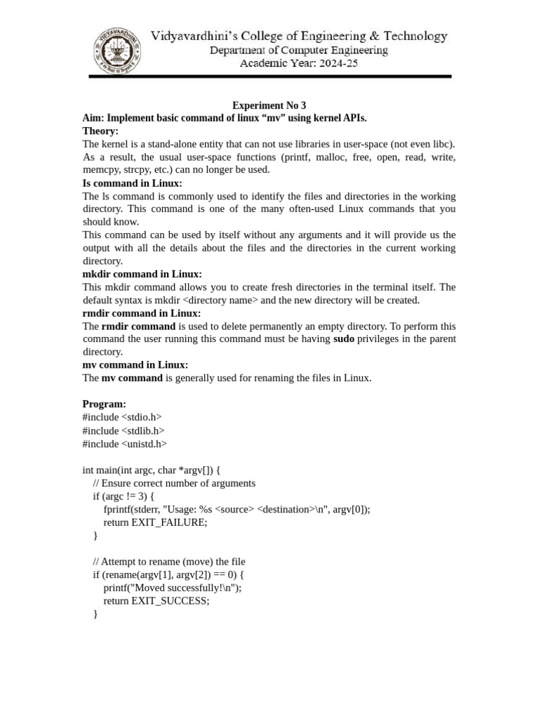 Implementing Linux mv Command in Kernel | PDF