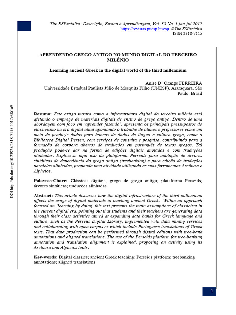 Ensino de Grego Antigo na Era Digital | PDF | Aprendizado | Rede de ...