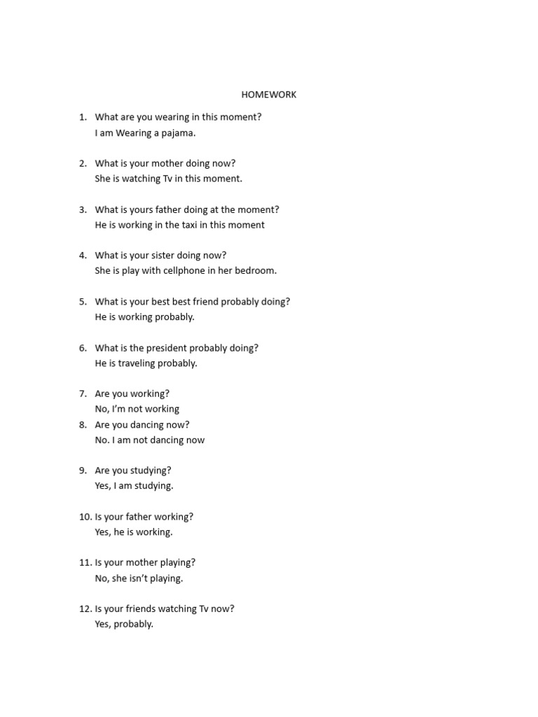 Daily Activities and Current Actions | PDF