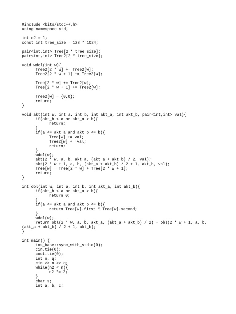 Segment Tree Operations in C++ | PDF
