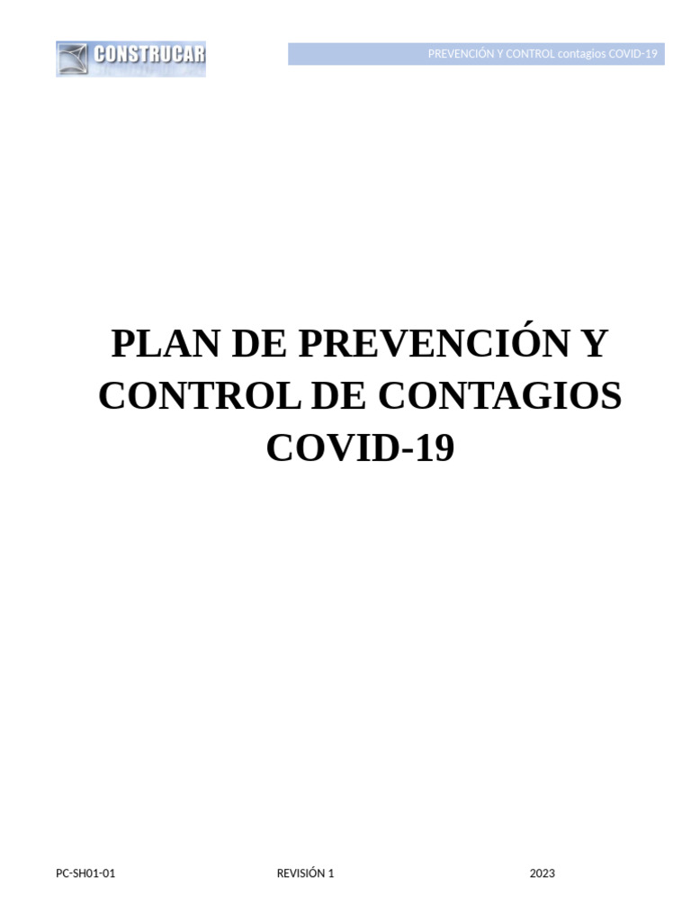 Plan de Prevención y Control Contagios Covid-19 | PDF | Infección ...