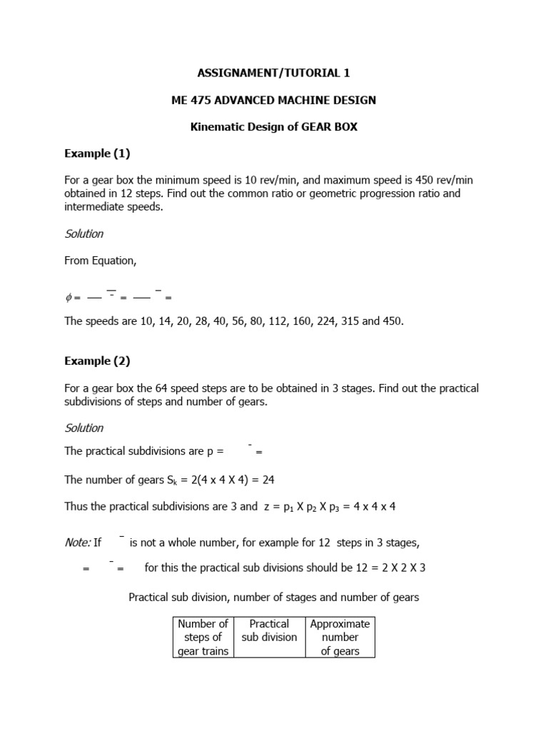 Assignmant 1 ME 575-1 | PDF | Gear | Machines