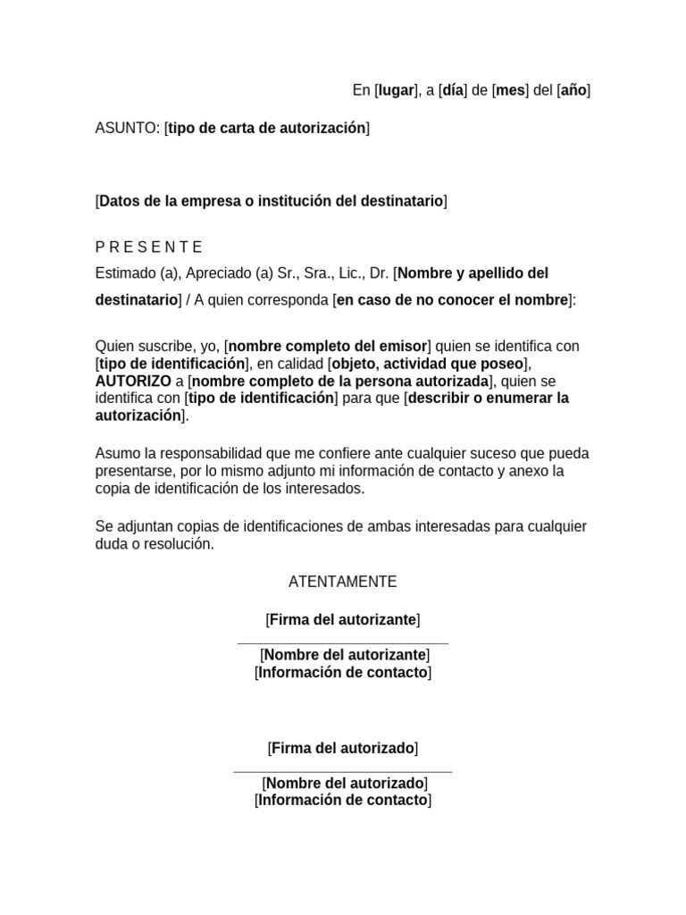 Modelo de Carta de Autorización | PDF