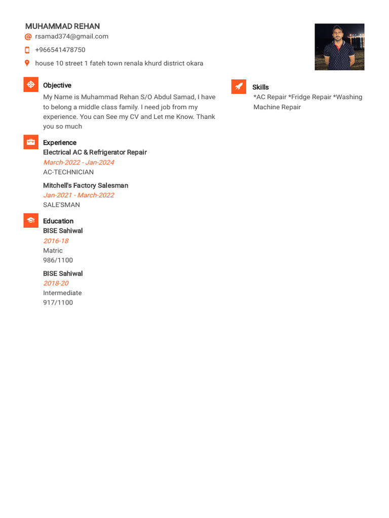 Muhammad Rehan: AC & Appliance Repair Expert | PDF