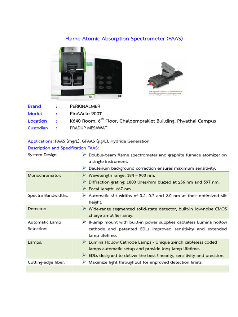 PinAAcle 900T FAAS Specifications | PDF | Atomic Absorption ...