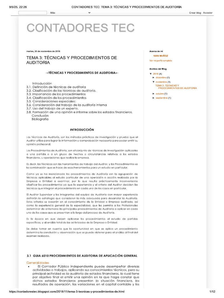 Tecnicas y Procedimientos de Auditoria | PDF