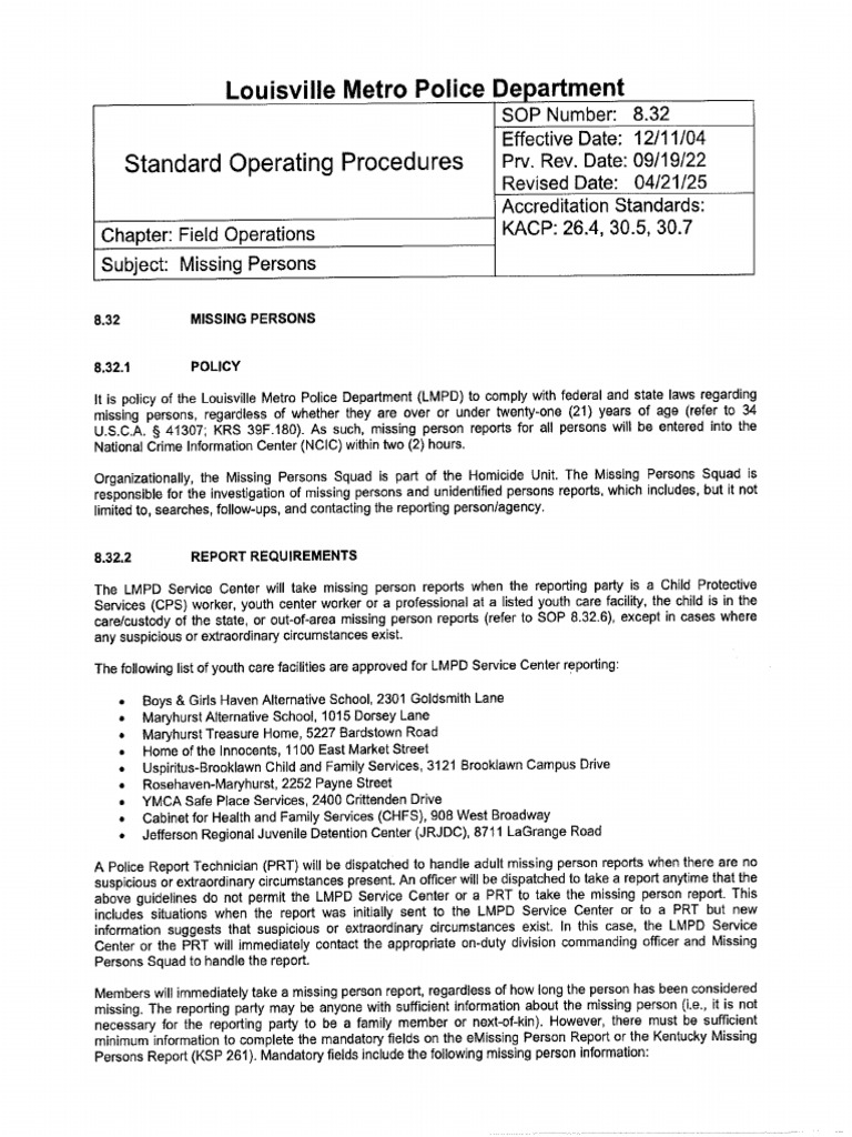 LMPD MP SOP | PDF