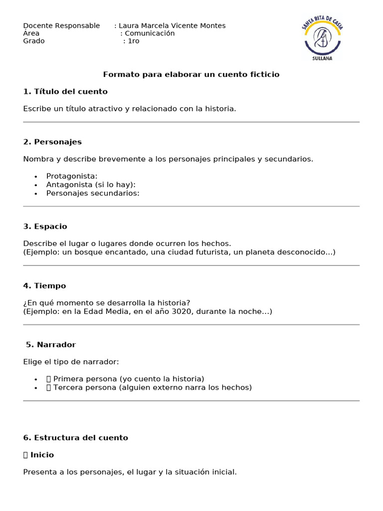 Formato para Escribir un Cuento Ficticio | PDF