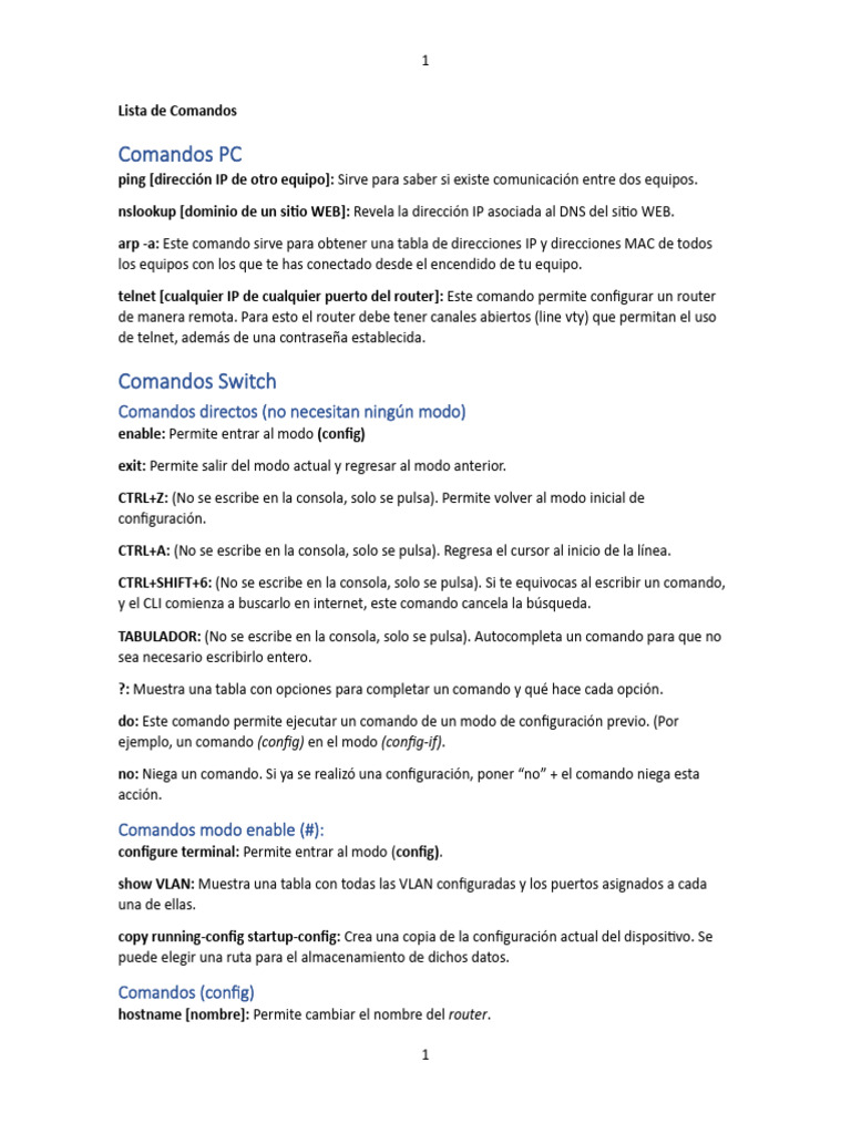 Comandos Esenciales de Redes y Routers | PDF | Dirección IP | Enrutador ...